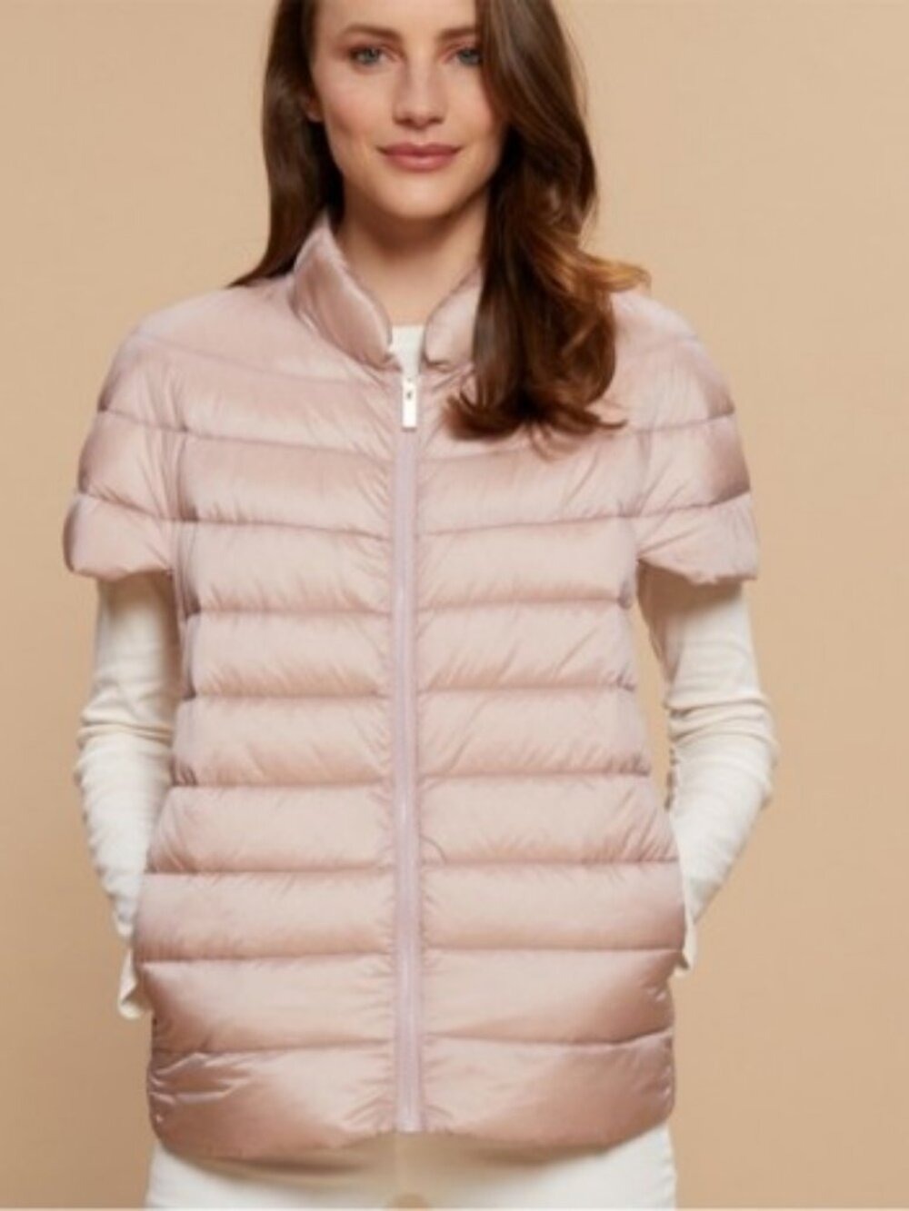 Martha Stewart Down Vest Mauve Pink Short Sleeve Puffer Jacket L